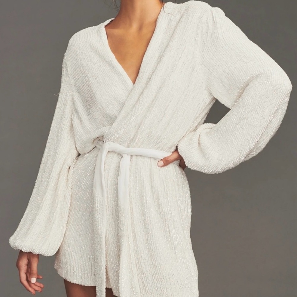 retrofete gabrielle sequin belted robe mini dress new nwt - Picture 1 of 9